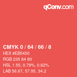 Color code: CMYK 0 / 64 / 66 / 8 | qconv.com
