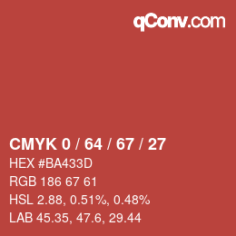 Color code: CMYK 0 / 64 / 67 / 27 | qconv.com