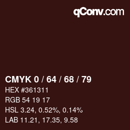 Color code: CMYK 0 / 64 / 68 / 79 | qconv.com