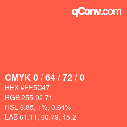 Color code: CMYK 0 / 64 / 72 / 0 | qconv.com