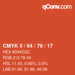 Código de color: CMYK 0 / 64 / 79 / 17 | qconv.com