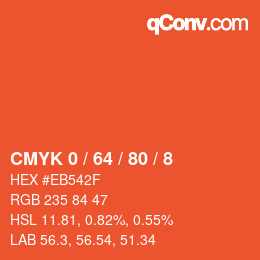 カラーコード: CMYK 0 / 64 / 80 / 8 | qconv.com