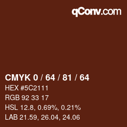 颜色代码: CMYK 0 / 64 / 81 / 64 | qconv.com