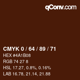 Código de color: CMYK 0 / 64 / 89 / 71 | qconv.com