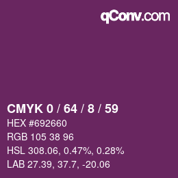 颜色代码: CMYK 0 / 64 / 8 / 59 | qconv.com