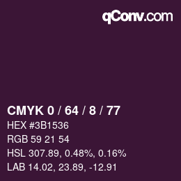 カラーコード: CMYK 0 / 64 / 8 / 77 | qconv.com