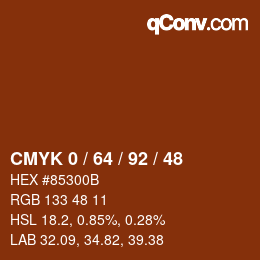 カラーコード: CMYK 0 / 64 / 92 / 48 | qconv.com