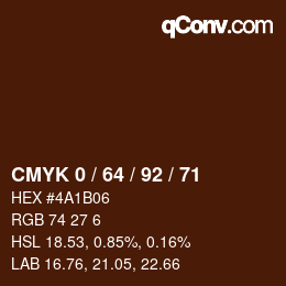 Farbcode: CMYK 0 / 64 / 92 / 71 | qconv.com