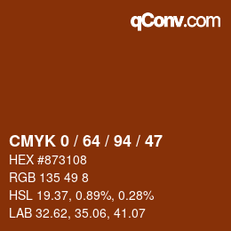 颜色代码: CMYK 0 / 64 / 94 / 47 | qconv.com