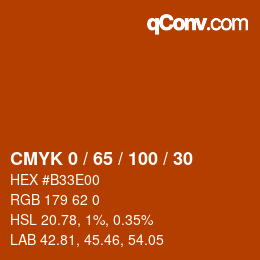 颜色代码: CMYK 0 / 65 / 100 / 30 | qconv.com