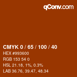 颜色代码: CMYK 0 / 65 / 100 / 40 | qconv.com