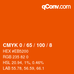 颜色代码: CMYK 0 / 65 / 100 / 8 | qconv.com