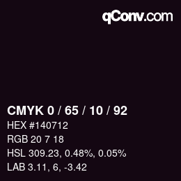 カラーコード: CMYK 0 / 65 / 10 / 92 | qconv.com