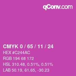 カラーコード: CMYK 0 / 65 / 11 / 24 | qconv.com