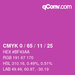 カラーコード: CMYK 0 / 65 / 11 / 25 | qconv.com