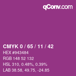 颜色代码: CMYK 0 / 65 / 11 / 42 | qconv.com