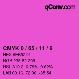 カラーコード: CMYK 0 / 65 / 11 / 8 | qconv.com