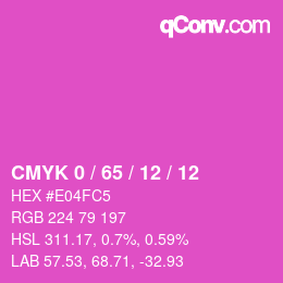 カラーコード: CMYK 0 / 65 / 12 / 12 | qconv.com