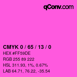カラーコード: CMYK 0 / 65 / 13 / 0 | qconv.com