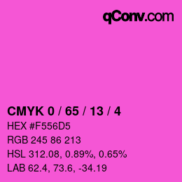 カラーコード: CMYK 0 / 65 / 13 / 4 | qconv.com
