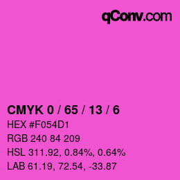 カラーコード: CMYK 0 / 65 / 13 / 6 | qconv.com