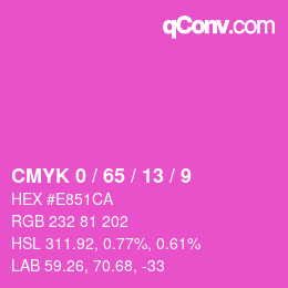 カラーコード: CMYK 0 / 65 / 13 / 9 | qconv.com