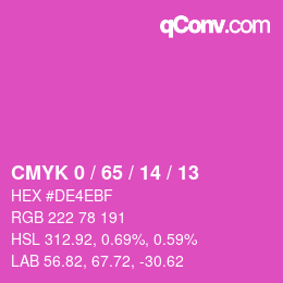 颜色代码: CMYK 0 / 65 / 14 / 13 | qconv.com