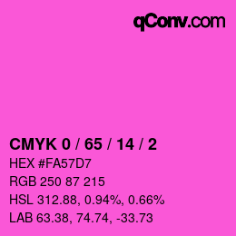 カラーコード: CMYK 0 / 65 / 14 / 2 | qconv.com
