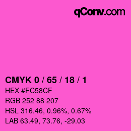 カラーコード: CMYK 0 / 65 / 18 / 1 | qconv.com