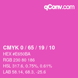 颜色代码: CMYK 0 / 65 / 19 / 10 | qconv.com