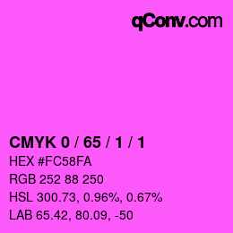 カラーコード: CMYK 0 / 65 / 1 / 1 | qconv.com