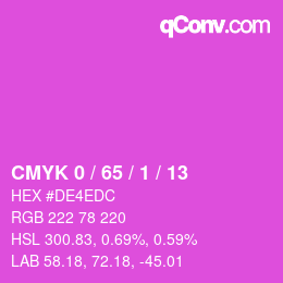 カラーコード: CMYK 0 / 65 / 1 / 13 | qconv.com