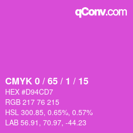 カラーコード: CMYK 0 / 65 / 1 / 15 | qconv.com