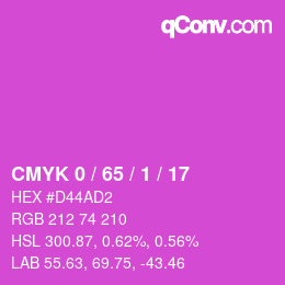 カラーコード: CMYK 0 / 65 / 1 / 17 | qconv.com