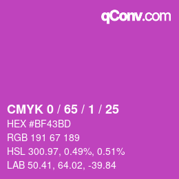 カラーコード: CMYK 0 / 65 / 1 / 25 | qconv.com