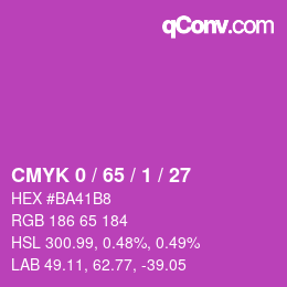 カラーコード: CMYK 0 / 65 / 1 / 27 | qconv.com