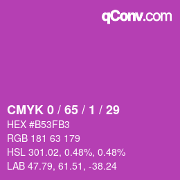 カラーコード: CMYK 0 / 65 / 1 / 29 | qconv.com