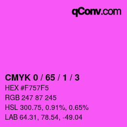 カラーコード: CMYK 0 / 65 / 1 / 3 | qconv.com