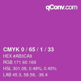 颜色代码: CMYK 0 / 65 / 1 / 33 | qconv.com