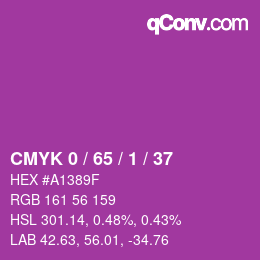 カラーコード: CMYK 0 / 65 / 1 / 37 | qconv.com
