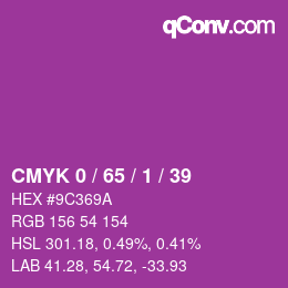 カラーコード: CMYK 0 / 65 / 1 / 39 | qconv.com