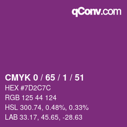 カラーコード: CMYK 0 / 65 / 1 / 51 | qconv.com