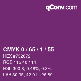 カラーコード: CMYK 0 / 65 / 1 / 55 | qconv.com