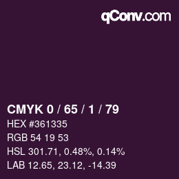 カラーコード: CMYK 0 / 65 / 1 / 79 | qconv.com