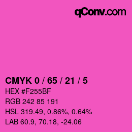 カラーコード: CMYK 0 / 65 / 21 / 5 | qconv.com