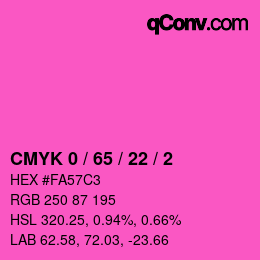 カラーコード: CMYK 0 / 65 / 22 / 2 | qconv.com