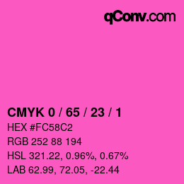 カラーコード: CMYK 0 / 65 / 23 / 1 | qconv.com