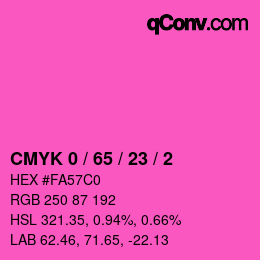 カラーコード: CMYK 0 / 65 / 23 / 2 | qconv.com