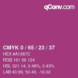 カラーコード: CMYK 0 / 65 / 23 / 37 | qconv.com