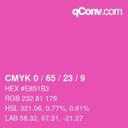 カラーコード: CMYK 0 / 65 / 23 / 9 | qconv.com